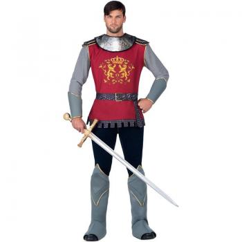 Disfraz de Caballero Medieval Rojo y Gris para Hombre