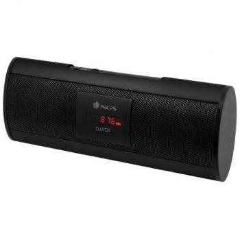 NGS Clutch - Radio altavoz reproductor MP3 con entrada USB y lector de tarjetas SD, color negro