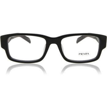Prada PR 07ZVF Asian Fit 1AB1O1 Gafas Recetadas para Hombre Negras con armazones negros y lentes de prescripción de 55 mm