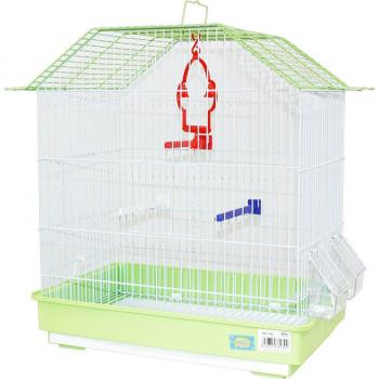 Jaula para pájaros con comederos, palos y columpios - Azul
