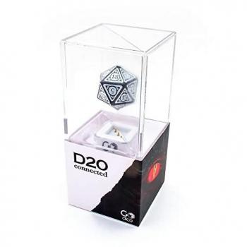 Go Dice Dados Conectados D20 - Dados poliédricos conectados, color negro, se conecta a plataformas Roll20, Foundry VTT y Discord, troquel físico con cálculos en tiempo real