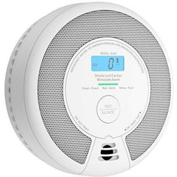 X-Sense Smoke- Detector de CO Detector de Humo y monóxido de Carbono de 10 años, con Pantalla LCD y botón de Prueba, monitorización de 360 °, comprobación automática, SC07