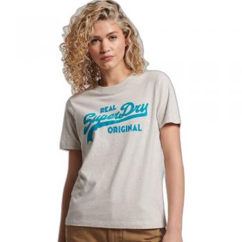 Camiseta de algodón orgánico para mujer Superdry con logotipo Vintage en color gris