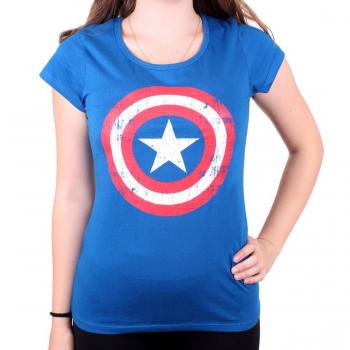 Capitán América Cracked Shield Camiseta Mujer Azul M