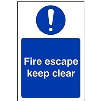 vsafety 18038 ag-s señal obligatoria,Fire Escape Keep Clear, autoadhesivas, vertical, 100 mm x 150 mm, color azul