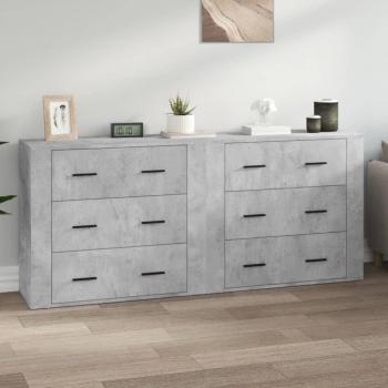 Aparadores 2 uds madera contrachapada gris hormigón Mueble de Almacenaje de Salón, Buffet para salón, Armario Auxiliar, Armario de Almacenamiento