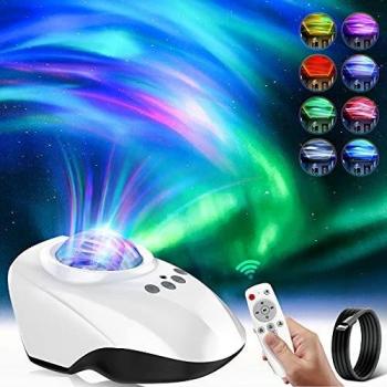 Proyector de Auroras Boreales para Niños,Proyector de Luz Nocturna Proyector Aurora con Proyector Ocean Wave Control Remoto Bluetooth Bebé Niños Adultos Dormitorio Fiesta Regalo