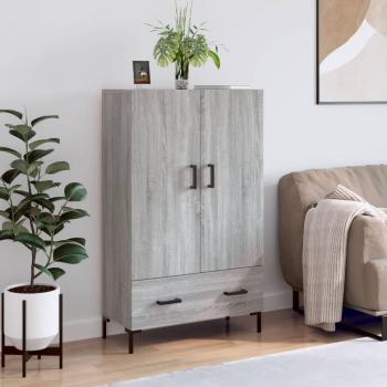 Aparador alto de madera de ingeniería gris Sonoma 69,5x31x115 cm - Mueble de Almacenaje de Salón, Buffet para salón, Armario Auxiliar, Armario de Almacenamiento
