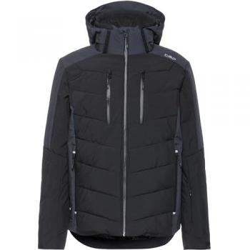 CMP Men's Black Ski Jacket with Down Effect Insulation, Size 3XL