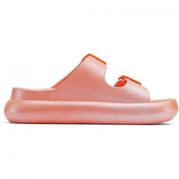Sandalias abiertas de mujer Duuo monocolor con doble hebilla al tono, modelo EVA Curvi Coral