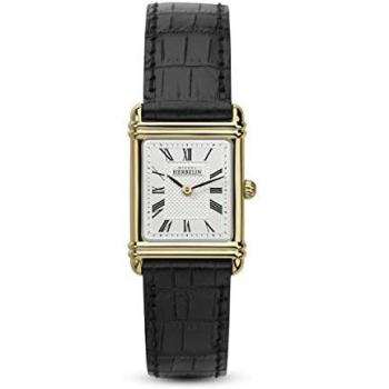 Michel Herbelin Women's Art Deco Watch with Leather Strap and Gold Tone Case 17478P08