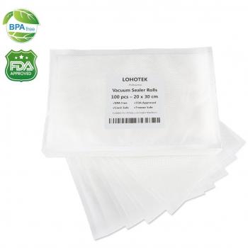 Rollos para Envasadora Sellador de Vacío 100 pcs 20cmx30cm Bolsas Profesional para la Conservación de Alimentos Protector la Comida para Cocina