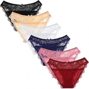 HOKEMP Sexy Braguitas Culotte para Mujer Ropa Interior de Encaje Pack de 6