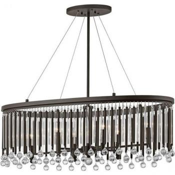Lámpara colgante de techo Piper, color espresso, metal y vidrio, 6 luces, tipo E14