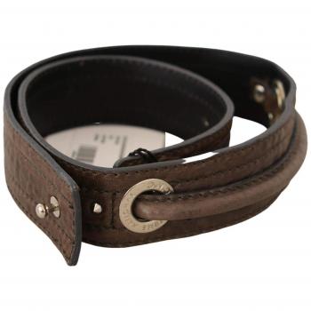 Costume National Brown Leather Silver Fastening Belt - 80 cm / 32 Inches
