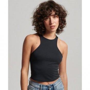 Camiseta sin mangas de punto Racer Studios para mujer Superdry negra (XL), Casual, Modal
