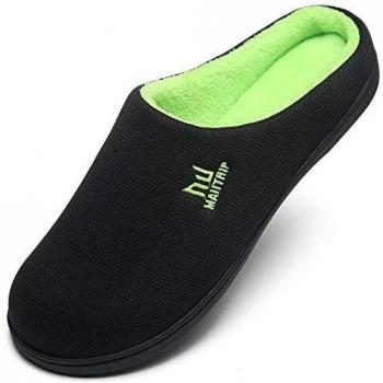 Zapatillas de mula de espuma viscoelástica para hombre interior y exterior comodidad invierno cálido zapatos de casa para hombre suela antideslizante de goma para el hogar talla verde 40 41