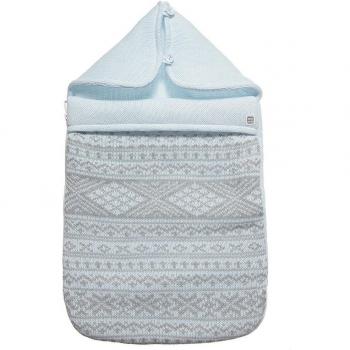 Saco de Punto para Bebé con Capucha - Capazo y Maxi-cosi - Isac Celeste