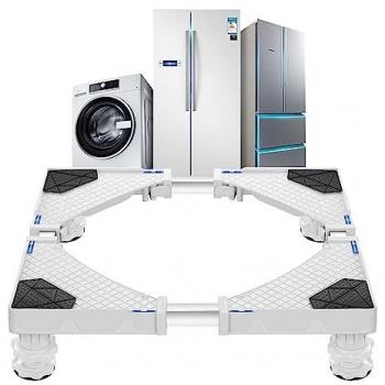 Pedestal Ajustable para Lavadora y Secadora Marklohe con 4 Patas de Acero Inoxidable y Plástico - Blanco