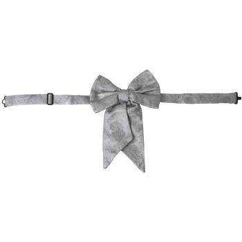 Silver Ribbon Silk Adjustable Neck Men Bow Tie