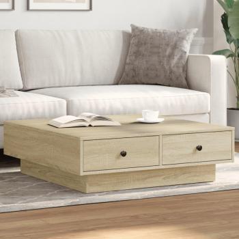 Mesa de centro Sonoma de roble 90x90x28 cm madera multicapa marrón