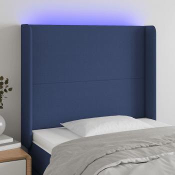 Cabecero LED de tela azul 83x16x118/128 cm
