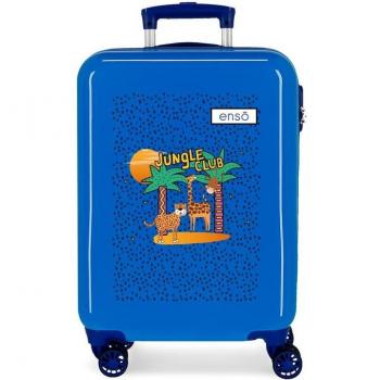 Maleta de cabina Enso Jungle Club azul con diseño infantil y capacidad de 34L