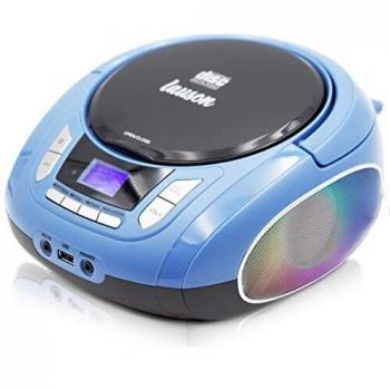 Lauson NXT963 Reproductor CD Portátil Luces LED Multicolor y Radio FM Digital y Pantalla LCD | Lector USB para Reproducir Música MP3 | CD Player con Salida de Auriculares y Altavoces