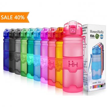 HoneyHolly Botella de Agua Deporte 400ml/500ml/700ml/1l, sin bpa tritan plastico, Reutilizables a Prueba de Fugas Botellas Potable con Filtro para niños, Colegio, Sport, Gimnasio, Trekking, Bicicleta