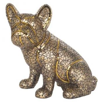 Figura de Perro Bulldog Dorado 28x19x29cm Resina Contemporánea Signes Grimalt