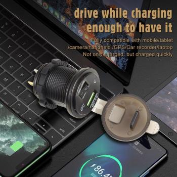 Adaptador de enchufe USB 3.6A para coche y motocicleta con interruptor On/Off y voltímetro LED rojo, decoración de piezas personales al aire libre