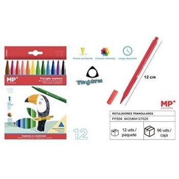 Pack de 12 rotuladores triangulares multicolor PP894