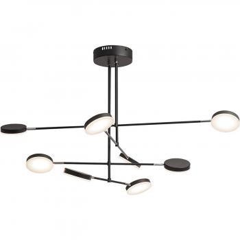 Lámpara de techo colgante LED moderna Maytoni Fad con 8 luces y pantallas giratorias, color negra, tecnología LED integrada