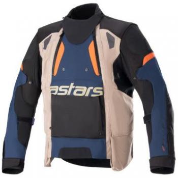 Chaqueta textil Alpinestars Halo Drystar para motocicletas - Impermeable, color Azul Oscuro-Caqui Oscuro-Fluo, talla XL