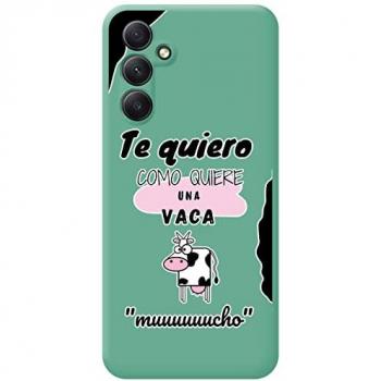 Funda de Silicona Líquida Verde para Samsung Galaxy A54 5G con Diseño de Vaca y Dibujos