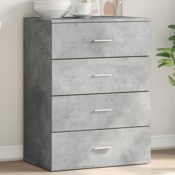 Aparador de madera de ingeniería 60x39x80 cm en color gris hormigón, mueble de almacenaje para salón, buffet, armario auxiliar y armario de almacenamiento
