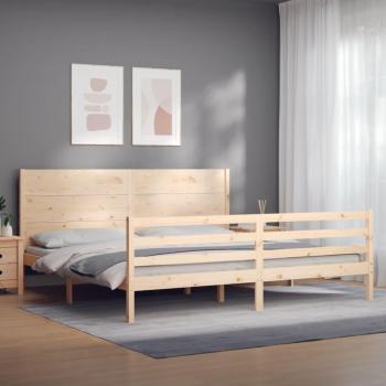 Cama de matrimonio Super King Size con cabecero de madera maciza Blindpiece Vidaxl Marrón