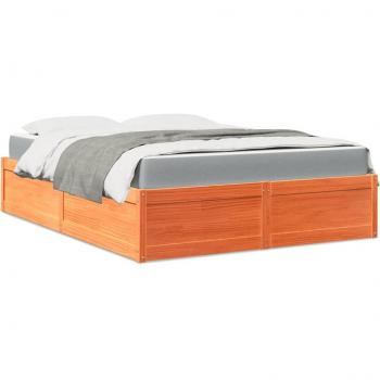 Cama con colchón de cera marrón 160x200cm madera maciza de pino vidaXL