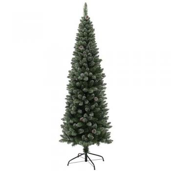 HOMCOM Árbol de Navidad Artificial 180 cm con 618 ramas, 30 piñas y soporte de metal, ideal para salón interior, color verde