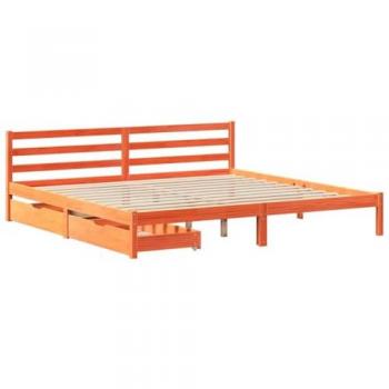 Cama sin Colchón Madera Maciza de Pino Marrón Cera 180x200 cm