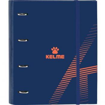 Kelme Carpeta de 4 Anillas 35mm con Recambio 'Navy Blue' - Tapas Duras Forradas, 100 Hojas A4 Cuadrícula 5x5, Cierre Elástico,