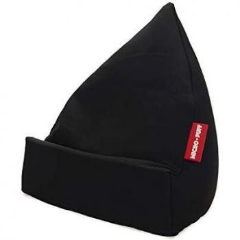 Balvi Soporte Tablet Micro Puff Color Negro Cojín para Tablet, Smartphone, e-Books Desenfundable con Bolsa de algodón Poliéster/algodón 30x26x25 cm