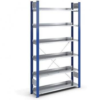 Estantería ensamblable hofe para archivadores, unidireccional, altura 2000 mm, dimensiones 1000 x 300 mm, color azul / galvanizado