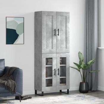 Armario aparador alto de hormigón gris 69,5x34x180 cm en madera contrachapada multicapa