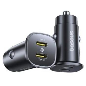Baseus 30W Dual Port Fast Charging USB Type-C Car Charger for iPhone, Samsung, Xiaomi, Huawei