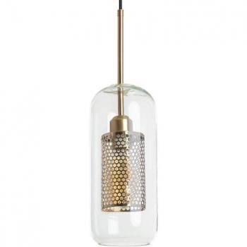 Lámpara Colgante LED Julieta Lungo de Metal y Cristal Dorado