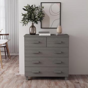 Aparador Hamar de madera maciza de pino gris claro 79x40x80 cm, mueble de almacenaje para salón, buffet, armario auxiliar y armario de almacenamiento