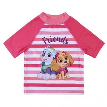Camiseta de Baño Patrulla Canina para Niña - Color Rosa - Talla 18 Meses - Tejido de Secado Rápido - Estampado de Skye y Everest - Producto Original Diseñado en España
