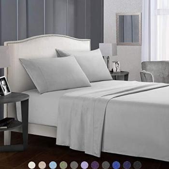 SaDiao Juego de Ropa de Cama de 4 Piezas, Suave Microfibra cepillada, Bolsillos Profundos con sábana Bajera, Hoja Plana con 2 Fundas de Almohada, Pliegues, Antimanchas