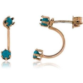 Córdoba Jewels | Pendientes en plata de ley 925 bañada en oro rosa con turquesa con diseño Duo Turquesa Rose Gold
